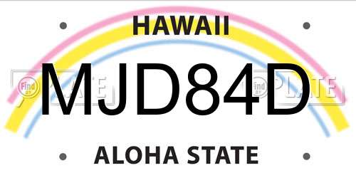MJD84D Hawaii License Plate