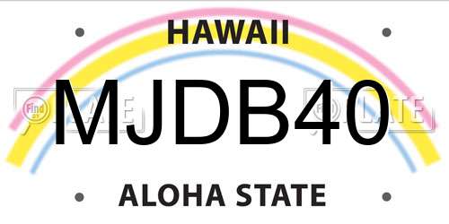 MJDB40 Hawaii License Plate