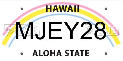 MJEY28 Hawaii License Plate