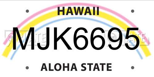 MJK6695 Hawaii License Plate