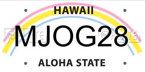 MJOG28 Hawaii License Plate