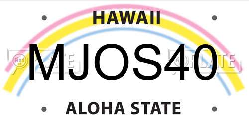 MJOS40 Hawaii License Plate