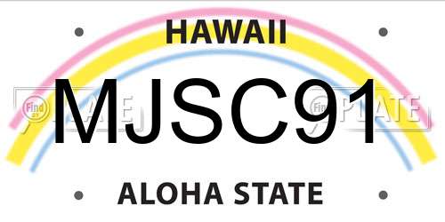 MJSC91 Hawaii License Plate