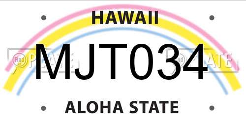 MJT034 Hawaii License Plate