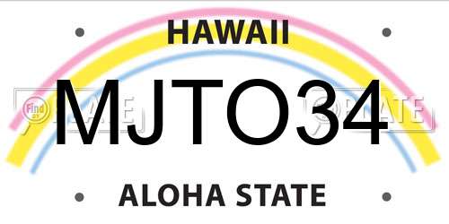 MJTO34 Hawaii License Plate