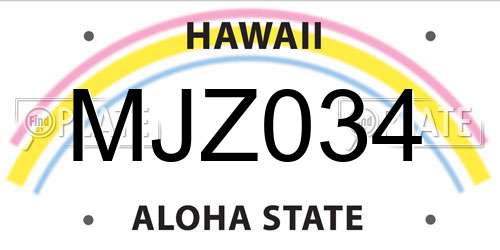 MJZ034 Hawaii License Plate