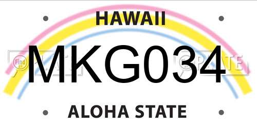 MKG034 Hawaii License Plate