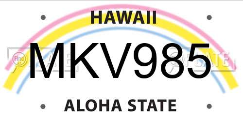 MKV985 Hawaii License Plate
