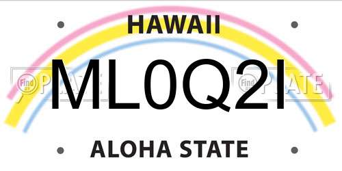 ML0Q2I Hawaii License Plate
