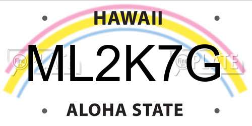 ML2K7G Hawaii License Plate