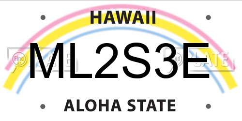 ML2S3E Hawaii License Plate