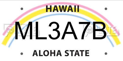 ML3A7B Hawaii License Plate