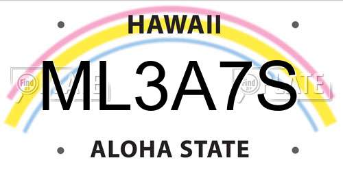 ML3A7S Hawaii License Plate