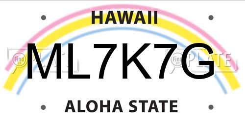 ML7K7G Hawaii License Plate