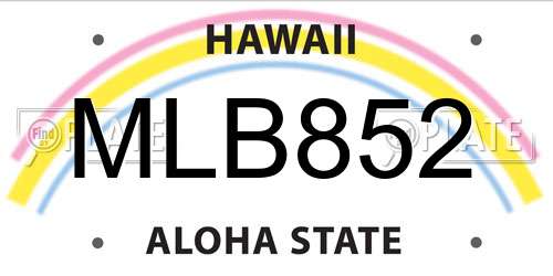 MLB852 Hawaii License Plate