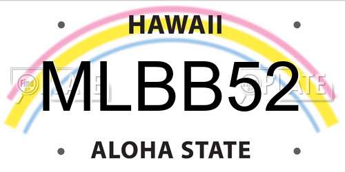MLBB52 Hawaii License Plate
