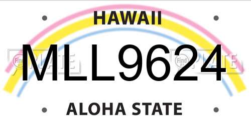 MLL9624 Hawaii License Plate