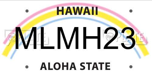 MLMH23 Hawaii License Plate