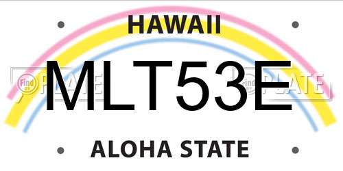 MLT53E Hawaii License Plate