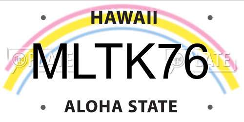 MLTK76 Hawaii License Plate