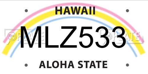 MLZ533 Hawaii License Plate