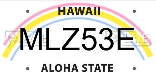 MLZ53E Hawaii License Plate