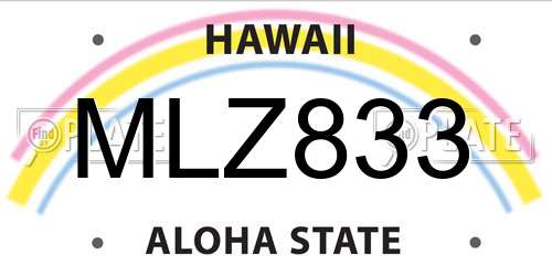 MLZ833 Hawaii License Plate