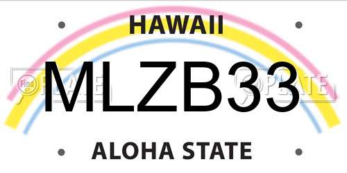 MLZB33 Hawaii License Plate