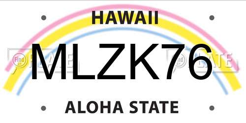 MLZK76 Hawaii License Plate
