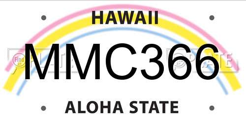 MMC366 Hawaii License Plate