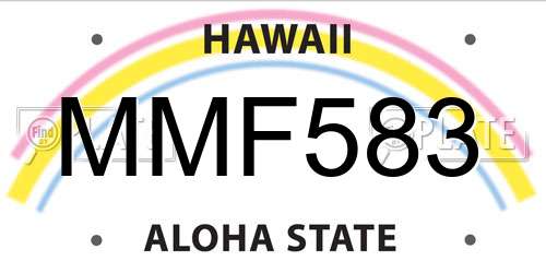 MMF583 Hawaii License Plate