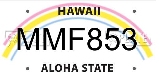 MMF853 Hawaii License Plate