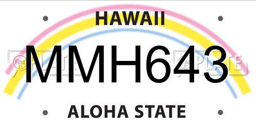 MMH643 Hawaii License Plate