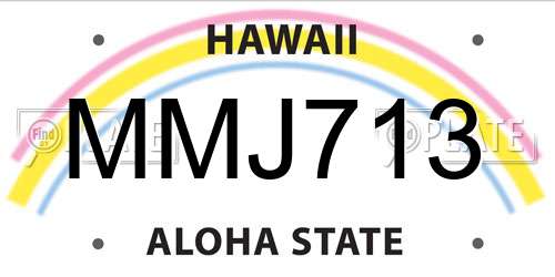 MMJ713 Hawaii License Plate