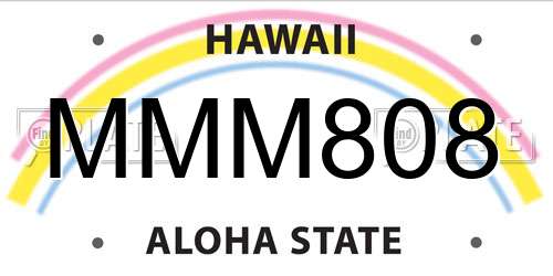 MMM808 Hawaii License Plate