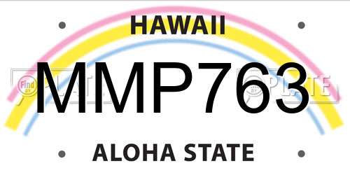 MMP763 Hawaii License Plate