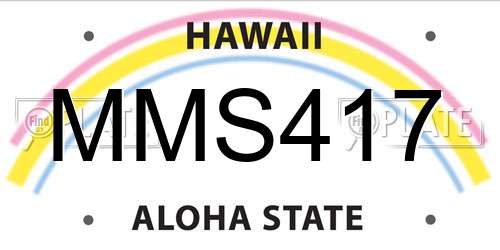 MMS417 Hawaii License Plate