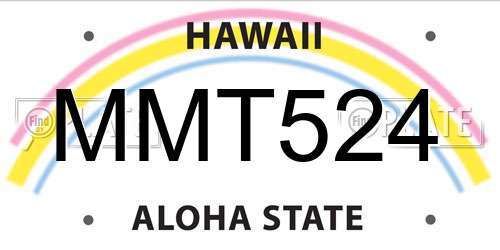 MMT524 Hawaii License Plate