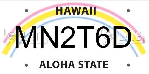 MN2T6D Hawaii License Plate