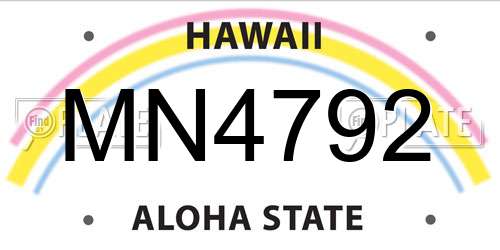 MN4792 Hawaii License Plate