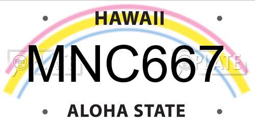MNC667 Hawaii License Plate
