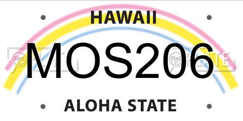 MOS206 Hawaii License Plate