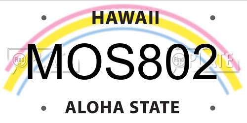 MOS802 Hawaii License Plate