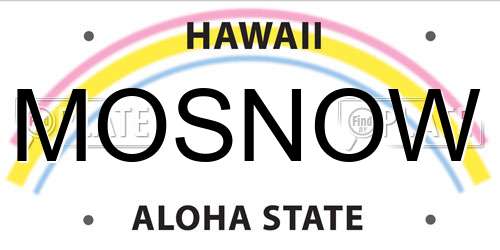 MOSNOW Hawaii License Plate