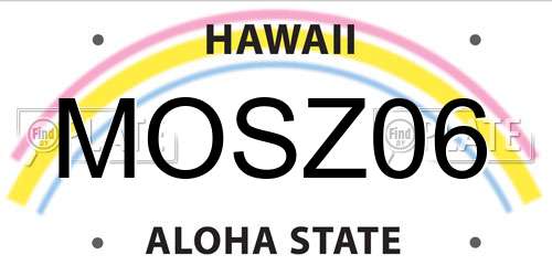 MOSZ06 Hawaii License Plate