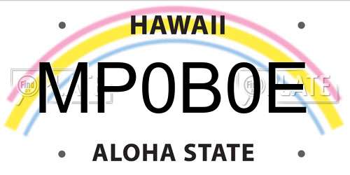MP0B0E Hawaii License Plate