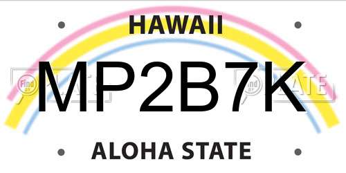 MP2B7K Hawaii License Plate