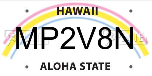 MP2V8N Hawaii License Plate