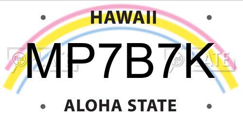MP7B7K Hawaii License Plate