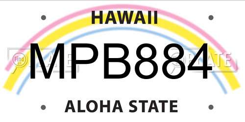 MPB884 Hawaii License Plate